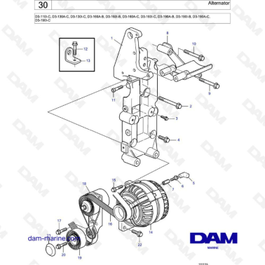 Volvo Penta D3-110 / D3-130 / D3-160 / D3-190 - Alternator