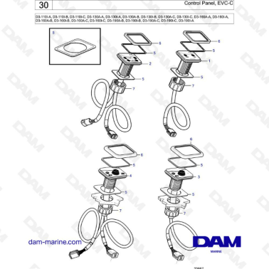 Volvo Penta D3-110 / D3-130 / D3-160 / D3-190 - Control panel