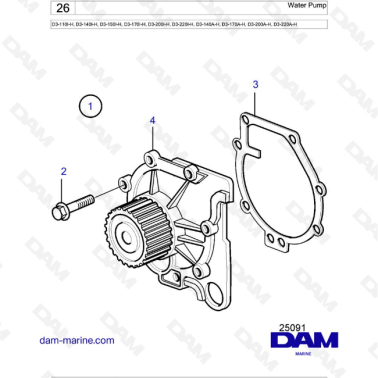 Volvo Penta D3-110I-H / D3-140I-H / D3-150I-H / D3-170I-H / D3-200I-H / D3-220I-H / D3-140A-H / D3-170A-H - Water Pump