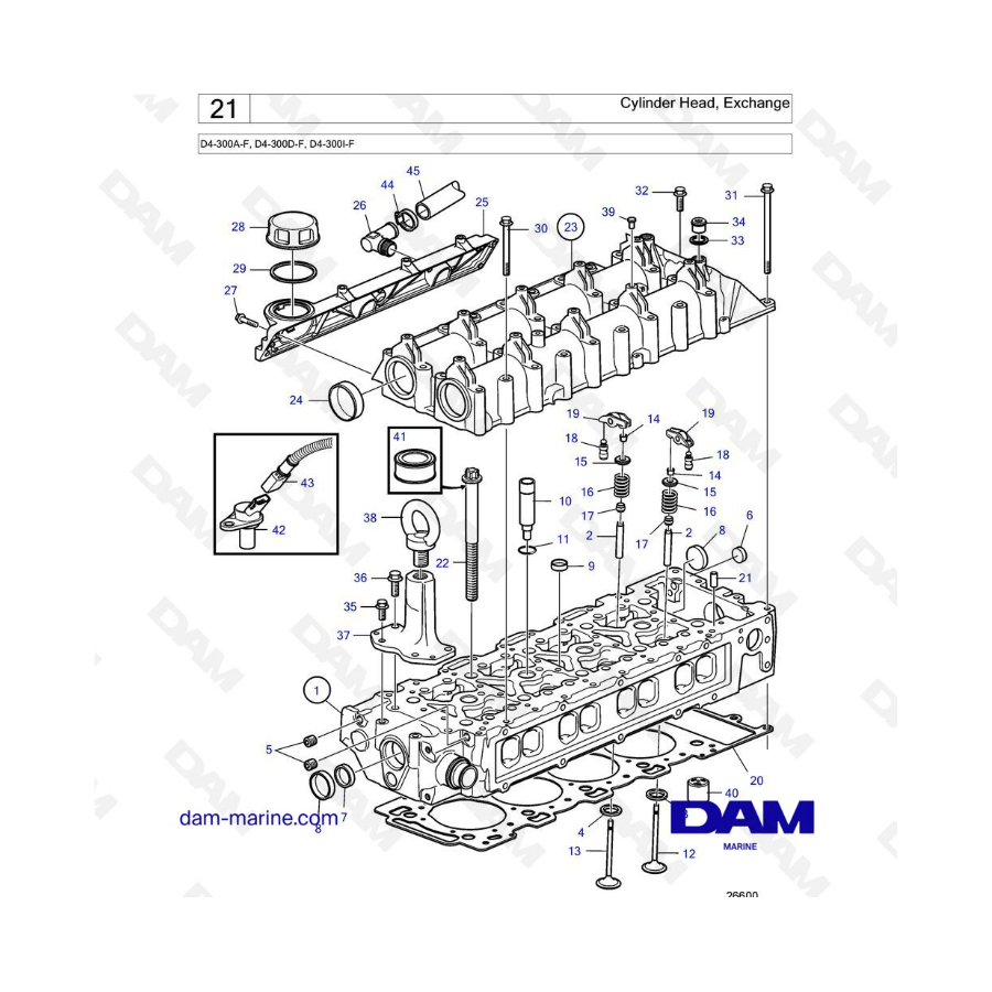 Volvo Penta D4-300A-F, D4-300D-F, D4-300I-F - Culata, repuesto