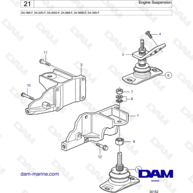 Volvo Penta D4-180I-F, D4-225I-F, D4-260D-F, D4-260I-F, D4-300D-F, D4-300I-F - Engine suspension