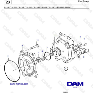 Volvo Penta D4-180I-F, D4-225A-F, D4-225I-F, D4-260A-F, D4-260D-F, D4-260I-F, D4-300A-F, D4-300D-F, D4-300I-F - Fuel pump