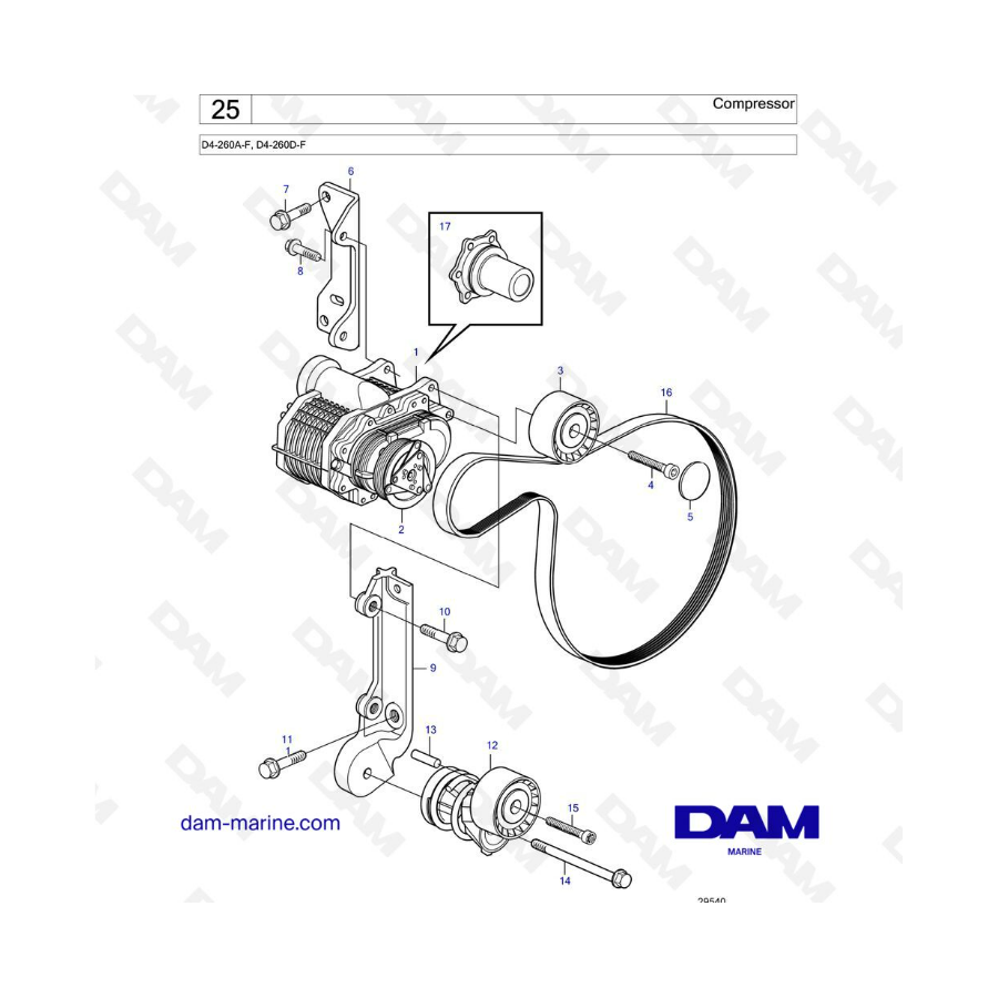 Volvo Penta D4-260A-F / D4-260D-F - Compressor 