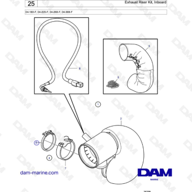 Volvo Penta D4-180I-F, D4-225I-F, D4-260I-F, D4-300I-F - Exhaust Riser Kit, Inboard
