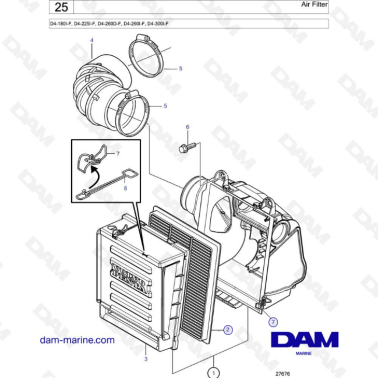 Volvo Penta D4-180I-F, D4-225I-F, D4-260D-F, D4-260I-F, D4-300I-F - Air filter