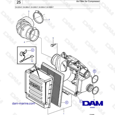 Volvo Penta D4-225A-F, D4-260A-F, D4-260D-F, D4-300A-F, D4-300D-F - Air filter for compressor