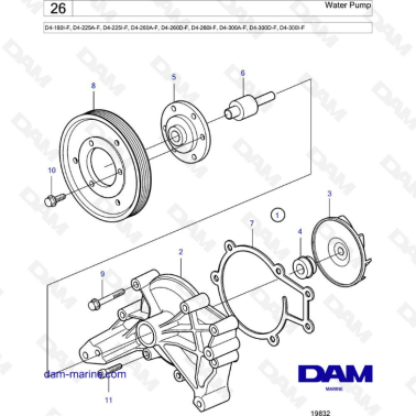 Volvo Penta D4-180 / D4-225 / D4-260 / D4-300 - Water pump