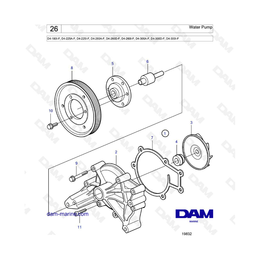 Volvo Penta D4-180 / D4-225 / D4-260 / D4-300 - Water pump