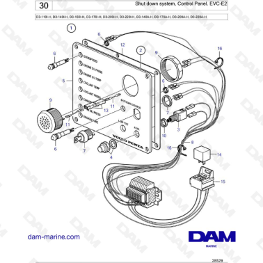 Volvo Penta D3-110I-H / D3-140I-H / D3-150I-H / D3-170I-H / D3-200I-H / D3-220I-H / D3-140A-H - Shut down system, Control