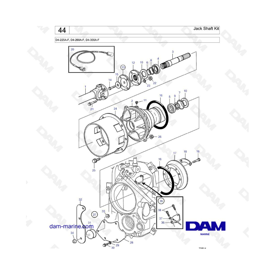 Volvo Penta D4-225A-F / D4-260A-F / D4-300A-F - Jack Shaft kit 