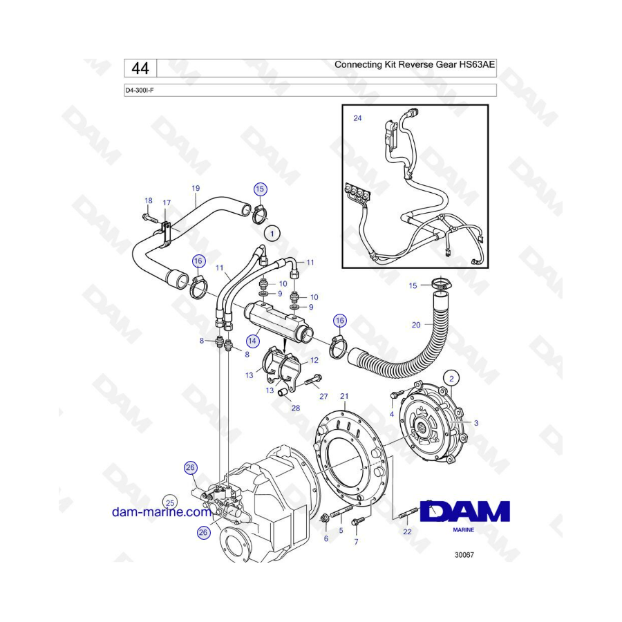 Volvo Penta D4-300-IF - Connecting kit reverse gear HS63AE