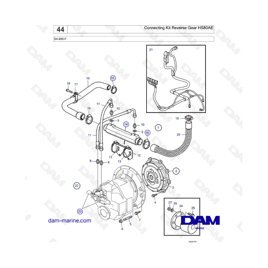 Volvo Penta D4-300I-F - Connecting kit reverse gear HS80AE 