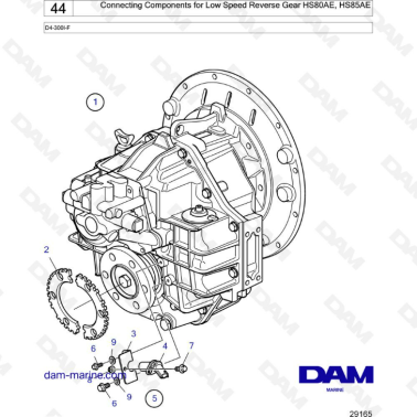 Volvo Penta D4-300I-F - Connecting components for low speed reverse gear HS80AE, HS85AE