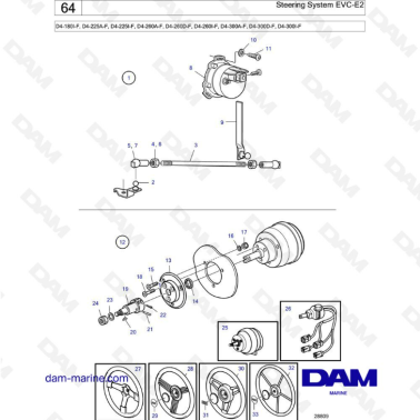 Volvo Penta D4-180 / D4-225 / D4-260 / D4-300 - Steering system EVC-E2