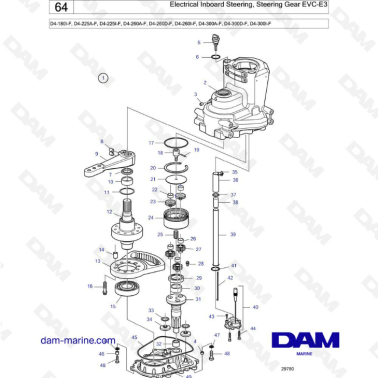 Volvo Penta D4-180 / D4-225 / D4-260 / D4-300 - Electrical inboard steering, steering gear EVC-E3