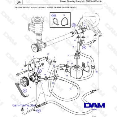 Volvo Penta D4-225 / D4-260 / D4-300 - Power steering pump kit