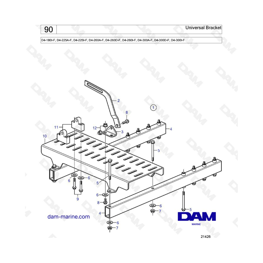 Volvo Penta D4-180 / D4-225 / D4-260 / D4-300 - Soporte universal