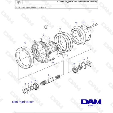Volvo Penta D3-140A-H / D3-170A-H / D3-200A-H / D3-220A-H - Connecting parts 290