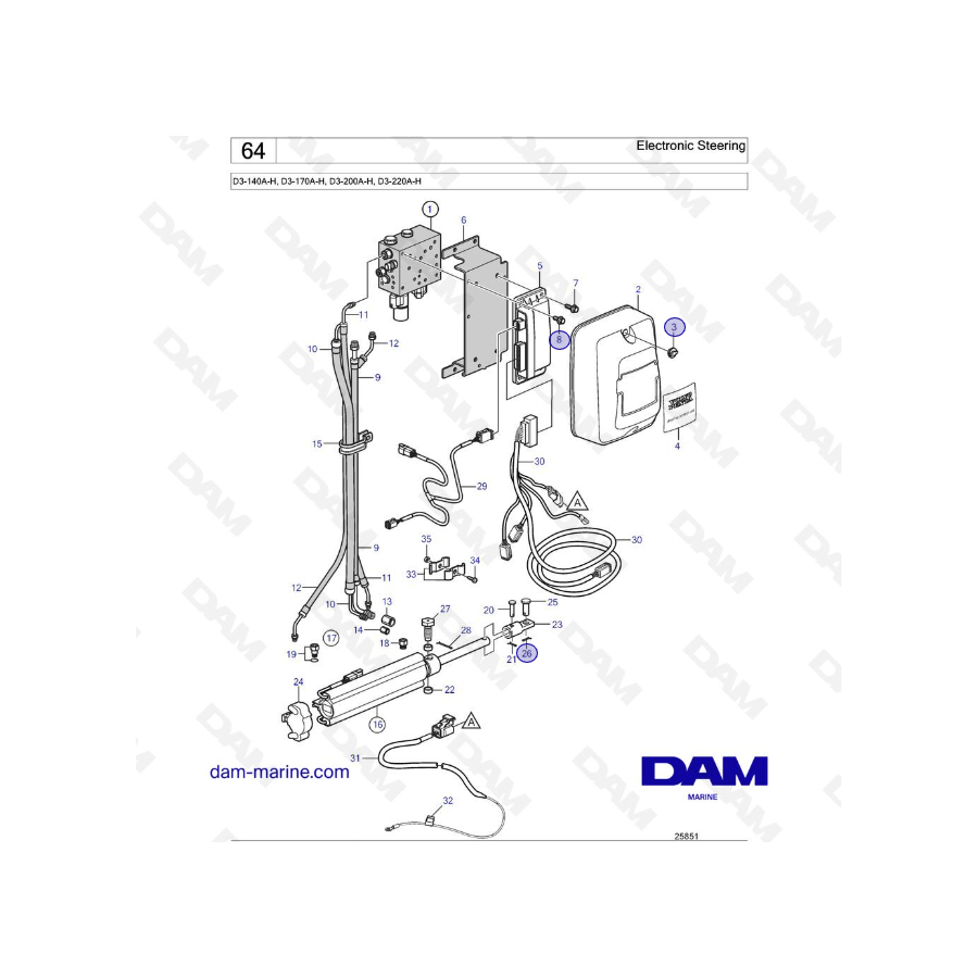 Volvo Penta D3-140A-H / D3-170A-H / D3-200A-H / D3-220A-H - Electronic Steering