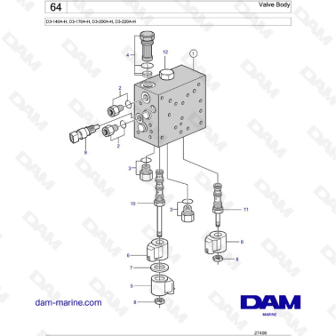 Volvo Penta D3-140A-H / D3-170A-H / D3-200A-H / D3-220A-H - Valve Body