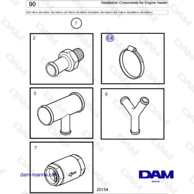Volvo Penta D3-110I-H / D3-140I-H / D3-150I-H / D3-170I-H / D3-200I-H / D3-220I-H / D3-140A-H - Installation Conponents