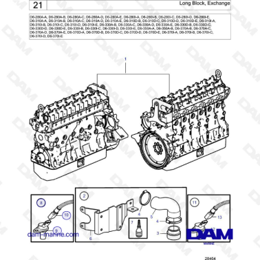 Volvo Penta D6-280 / D6-310 / D6-330 / D6-370 - Long block exchange