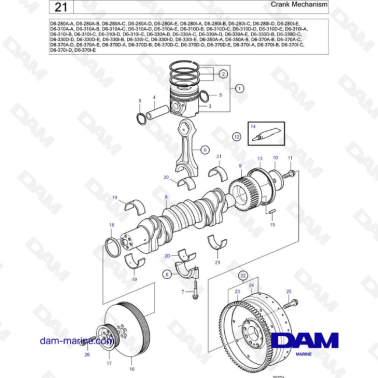 Volvo Penta D6-280 / D6-310 / D6-330 / D6-350 / D6-370 - Crank mechanism