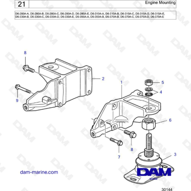 Volvo Penta D6-280 / D6-310 / D6-330 / D6-350 / D6-370 - Engine mounting