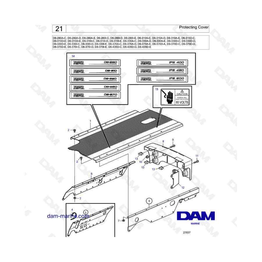 Volvo Penta D6-280 / D6-310 / D6-330 / D6-350A-A / D6-370 - Funda protectora
