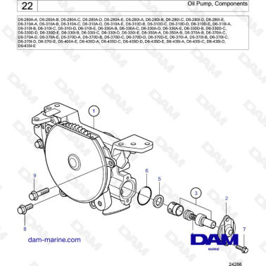 Volvo Penta D6-280 / D6-310 / D6-330 / D6-350 / D6-370 / D6-400 / D6-435 - Oil pump components