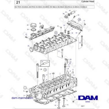 Volvo Penta D4-175I-G / D4-230I-G / D4-270I-G / D4-300I-G / D4-320I-G / D4-150A-G / D4-230A-G / D4-270A-G - Cylinder Head
