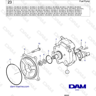 Volvo Penta D6-280 / D6-310 / D6-330 / D6-350 / D6-370 / D6-436 - Fuel pump