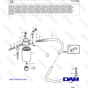 Volvo Penta D6-280 / D6-310 / D6-330 / D6-350 / D6-370 / D6-400 / D6-435 - Fuel filter