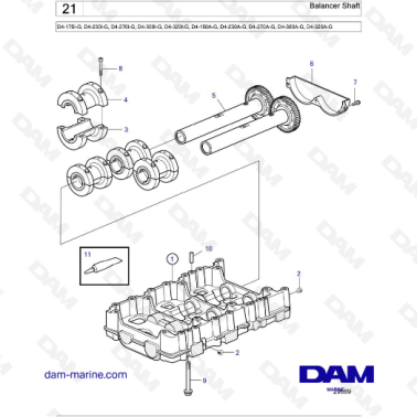 Volvo Penta D4-175I-G / D4-230I-G / D4-270I-G / D4-300I-G / D4-320I-G / D4-150A-G / D4-230A-G / D4-270A-G - Balancer Shaft