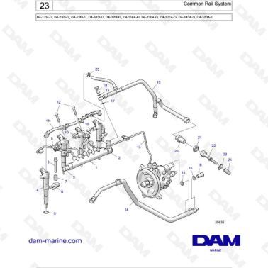Volvo Penta D4-175I-G / D4-230I-G / D4-270I-G / D4-300I-G / D4-320I-G / D4-150A-G / D4-230A-G / D4-270A-G - Common Rail