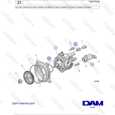 Volvo Penta D4-175I-G / D4-230I-G / D4-270I-G / D4-300I-G / D4-320I-G / D4-150A-G / D4-230A-G / D4-270A-G - Fuel Pump