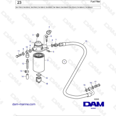 Volvo Penta D4-175I-G / D4-230I-G / D4-270I-G / D4-300I-G / D4-320I-G / D4-150A-G / D4-230A-G / D4-270A-G - Fuel Filter