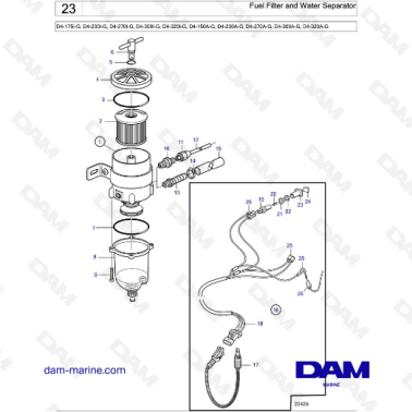 Volvo Penta D4-175I-G / D4-230I-G / D4-270I-G / D4-300I-G / D4-320I-G / D4-150A-G / D4-230A-G / D4-270A-G - Fuel Filter and