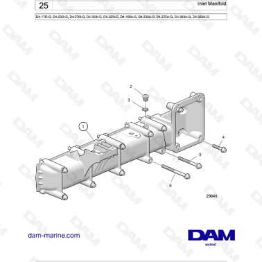Volvo Penta D4-175I-G / D4-230I-G / D4-270I-G / D4-300I-G / D4-320I-G / D4-150A-G / D4-230A-G / D4-270A-G - Inlet Manifold