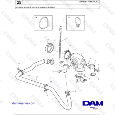 Volvo Penta D4-150A-G / D4-230A-G / D4-270A-G / D4-300A-G / D4-320A-G - Exhaust Pipe Kit