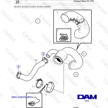 Volvo Penta D6-370 - Exhaust riser kit, ips
