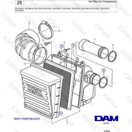 Volvo Penta D6-350 / D6-370 - Air filter for compressor