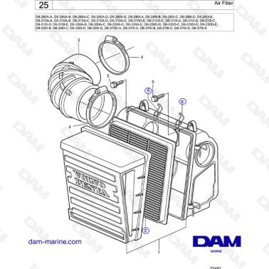 Volvo Penta D6-280 / D6-310 / D6-330 / D6-350 / D6-370 / D6-400 / D6-435 - Air filter