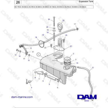 Volvo Penta D4-175I-G / D4-230I-G / D4-270I-G / D4-300I-G / D4-320I-G / D4-150A-G / D4-230A-G / D4-270A-G - Expansion Tank
