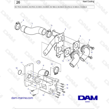 Volvo Penta D4-175I-G / D4-230I-G / D4-270I-G / D4-300I-G / D4-320I-G / D4-150A-G / D4-230A-G / D4-270A-G - Keel Cooling