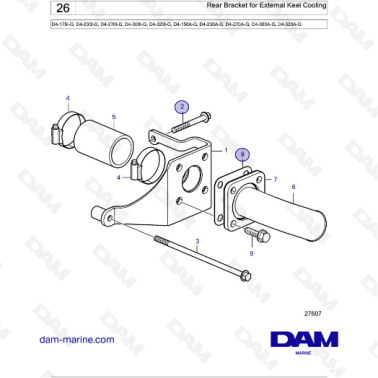 Volvo Penta D4-175I-G / D4-230I-G / D4-270I-G / D4-300I-G / D4-320I-G / D4-150A-G / D4-230A-G / D4-270A-G - Rear Bracket