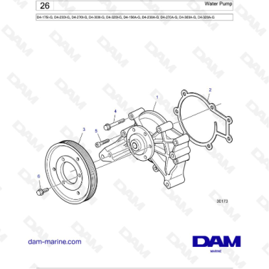 Volvo Penta D4-175I-G / D4-230I-G / D4-270I-G / D4-300I-G / D4-320I-G / D4-150A-G / D4-230A-G / D4-270A-G - Water Pump