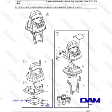 Volvo Penta D4-175I-G / D4-230I-G / D4-270I-G / D4-300I-G / D4-320I-G - Electrical Remote Control