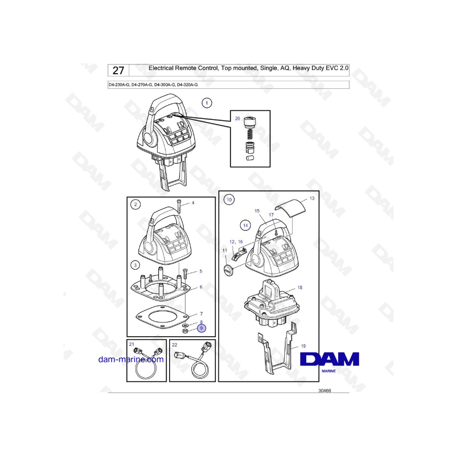 Volvo Penta D4-175I-G / D4-230I-G / D4-270I-G / D4-300I-G / D4-320I-G - Electrical Remote Control,