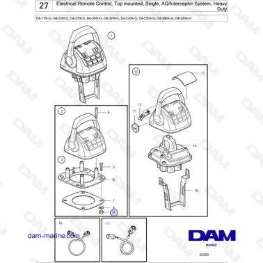 Volvo Penta D4-175I-G / D4-230I-G / D4-270I-G / D4-300I-G / D4-320I-G / D4-230A-G / D4-270A-G / D4-300A-G - Electrical Remote